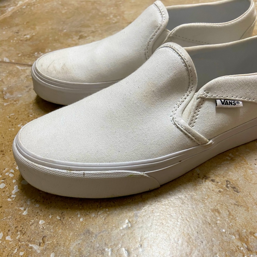 White slip on vans